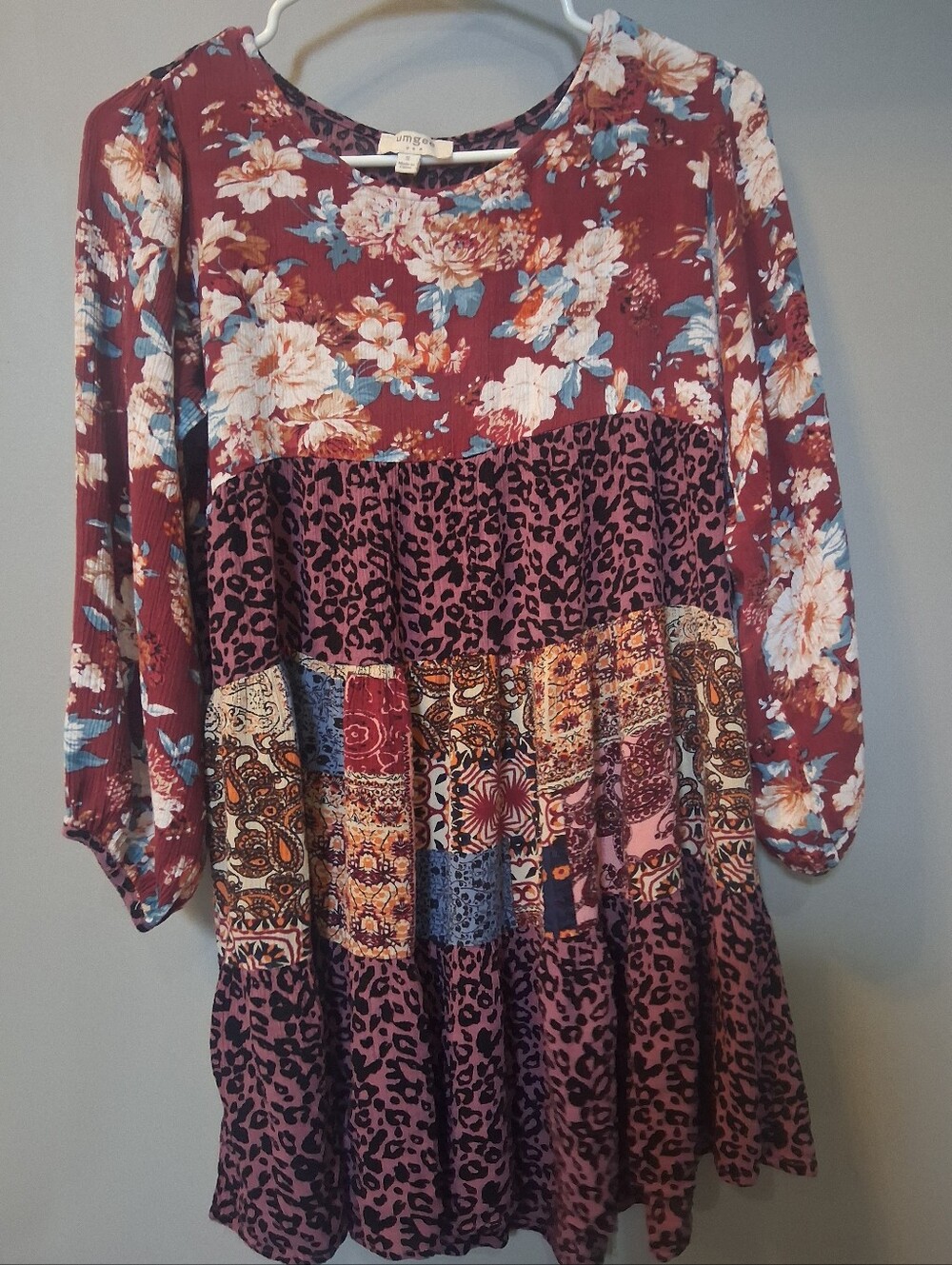 Umgee BOHO STYLE  Multi Printed Babydoll Dress Or Tunic Size Small